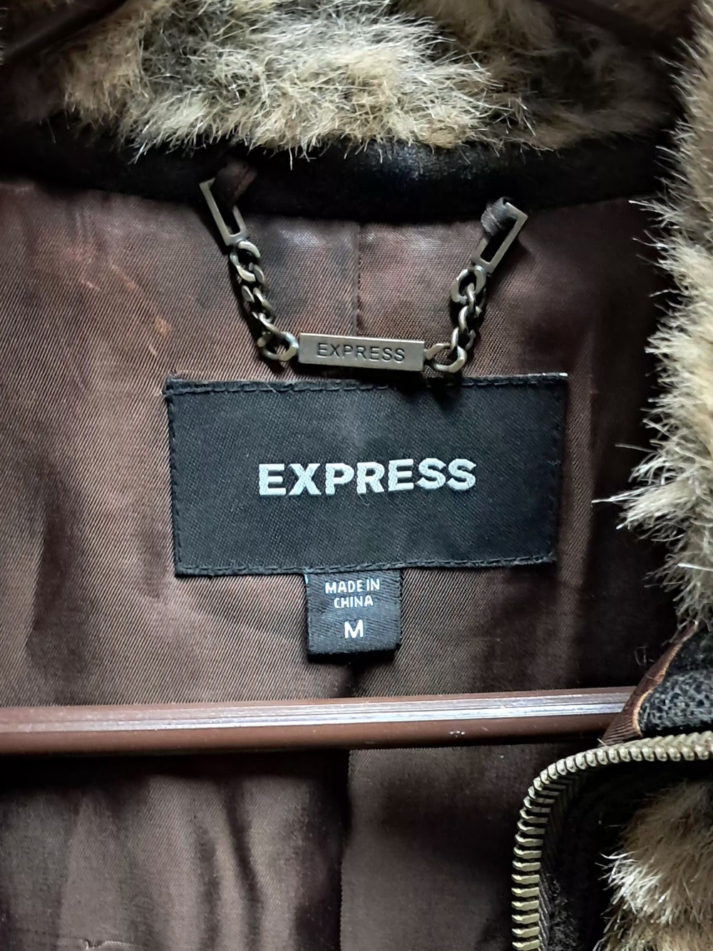 Express Y2K Faux Fur Cropped Bomber Jacket Size M - Picture 6 of 7